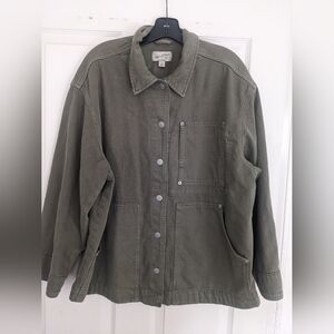 Olive Green Chore Button-Up Jacket